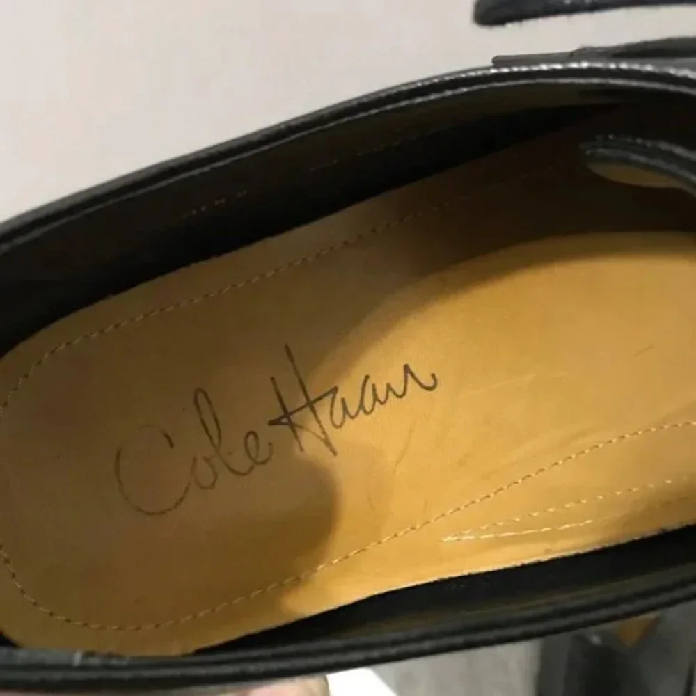 SOLD❌❌❌ Cole Haan Black Beckett Split Toe Leather 3 Eyelet Oxfords Sz-9M - Picture 6 of 8